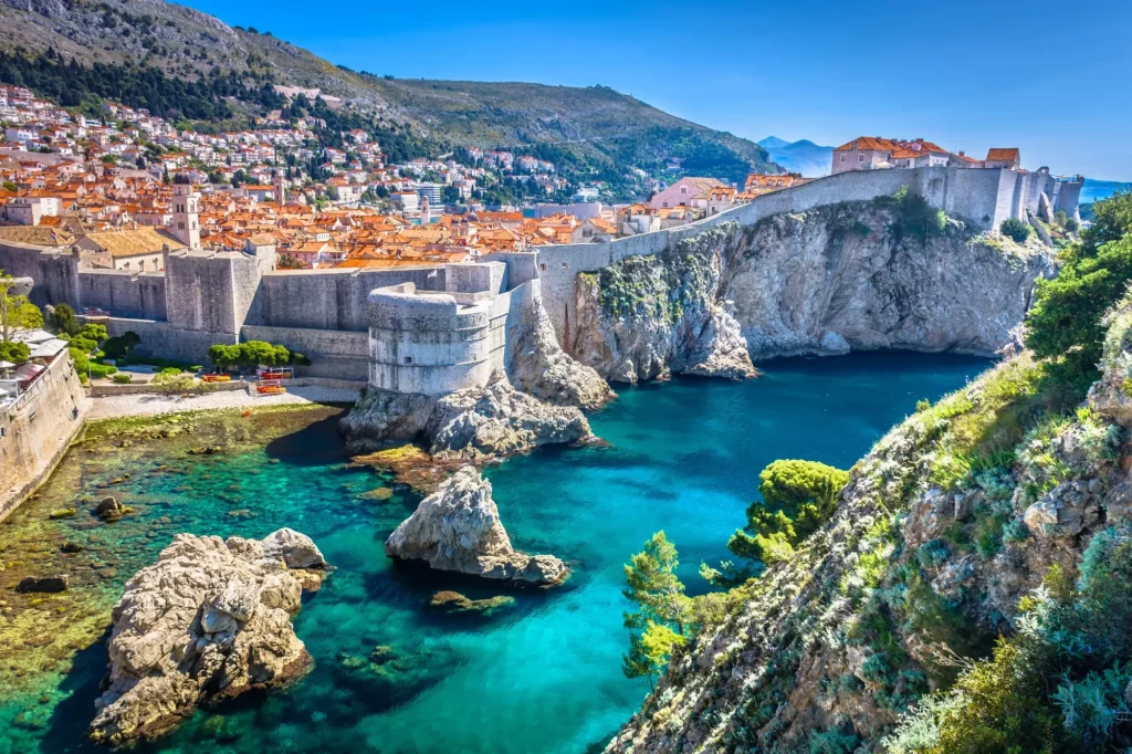 Dubrovnik landscape. / Aerial view at famous european travel destination in Croatia, Dubrovnik old town.