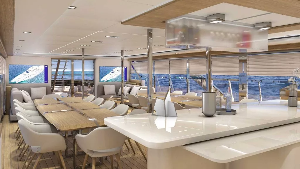 Luxury yacht argo main salon bar