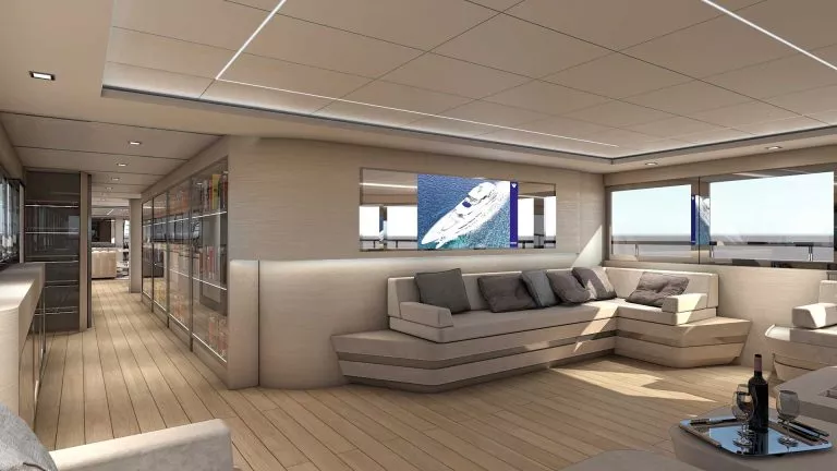 Lyxig yacht för charter argo loungeområde
